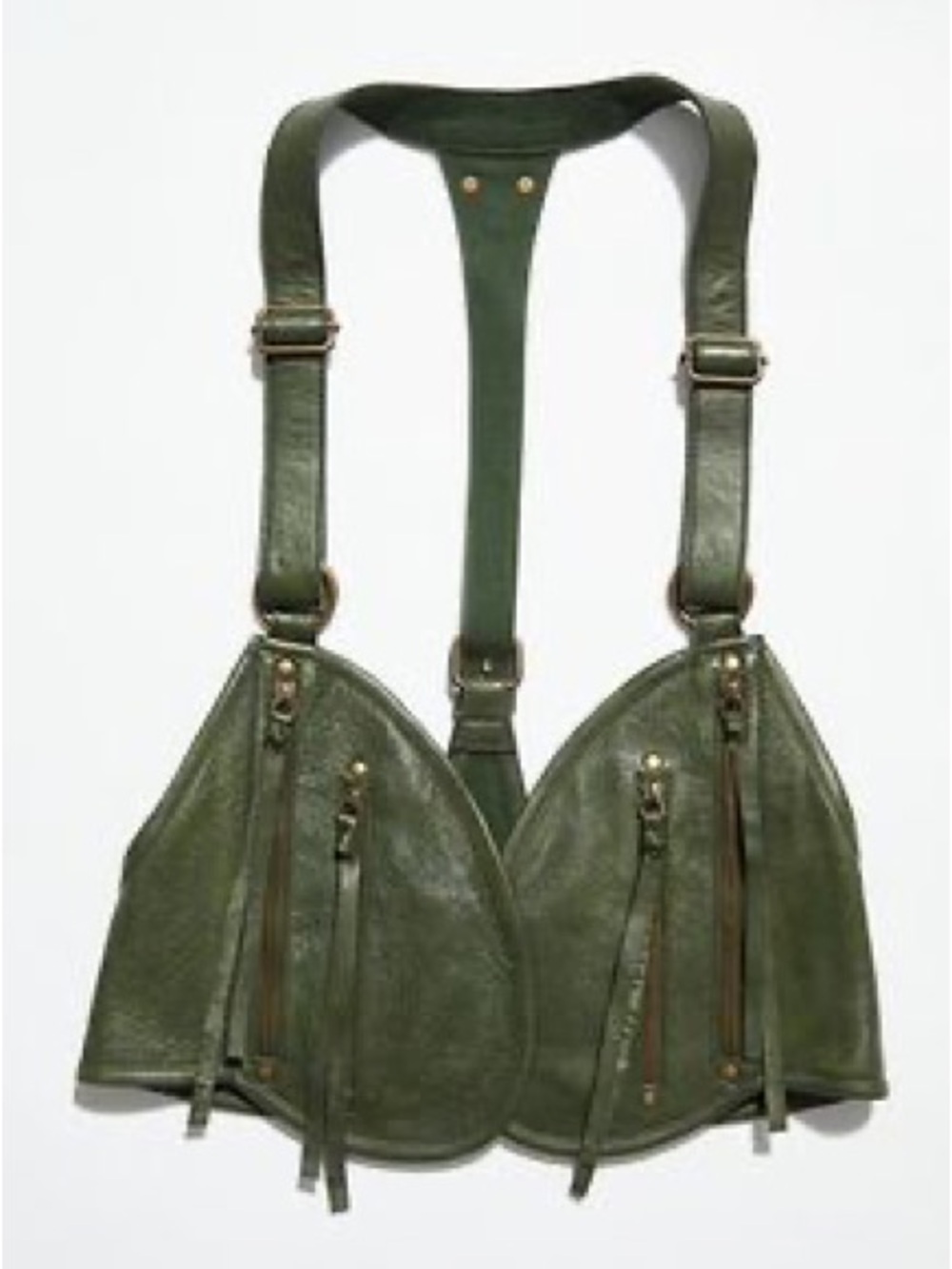 Free People Green Olympia Leather Vest